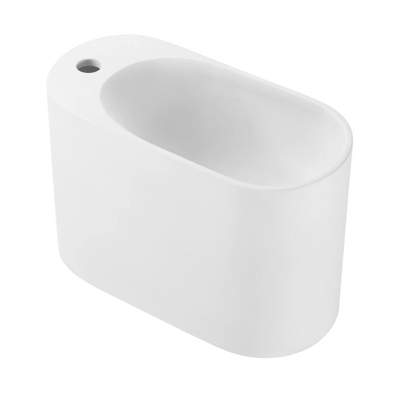 Terre 18" Solid Surface Oval Wall-Mounted Sink With Left Side Faucet Mount In Matte White - 18