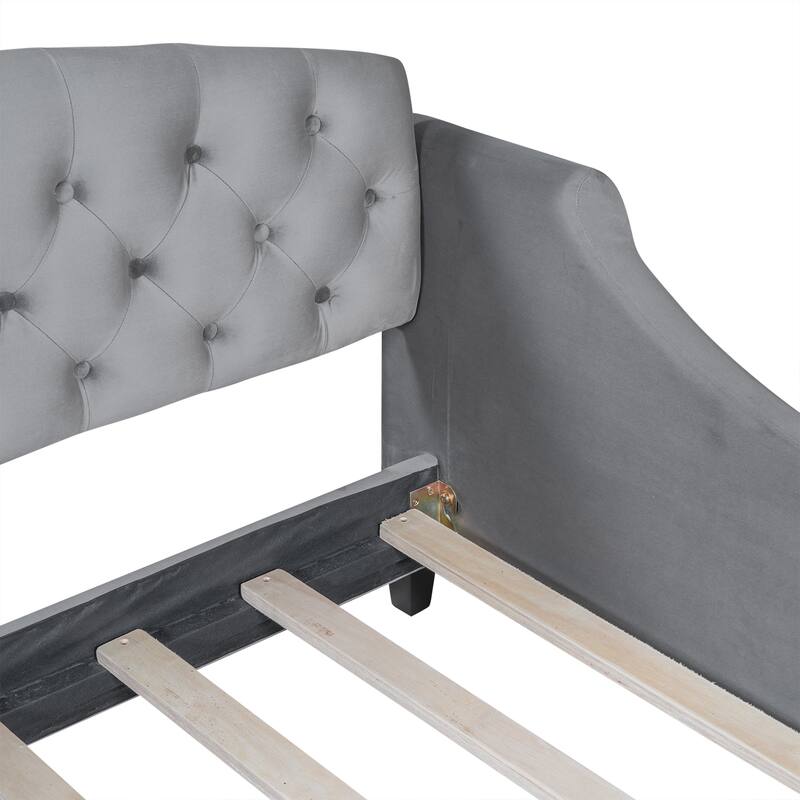 Tufted Button Twin Daybed, Gray, Modern Luxury Design with Plywood Frame