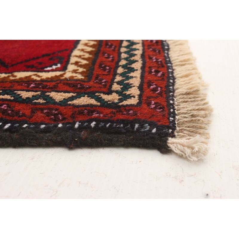 Hand-knotted Authentic Turkish Red Wool Rug - 3'5 x 5'11/3'5" x 5'11"