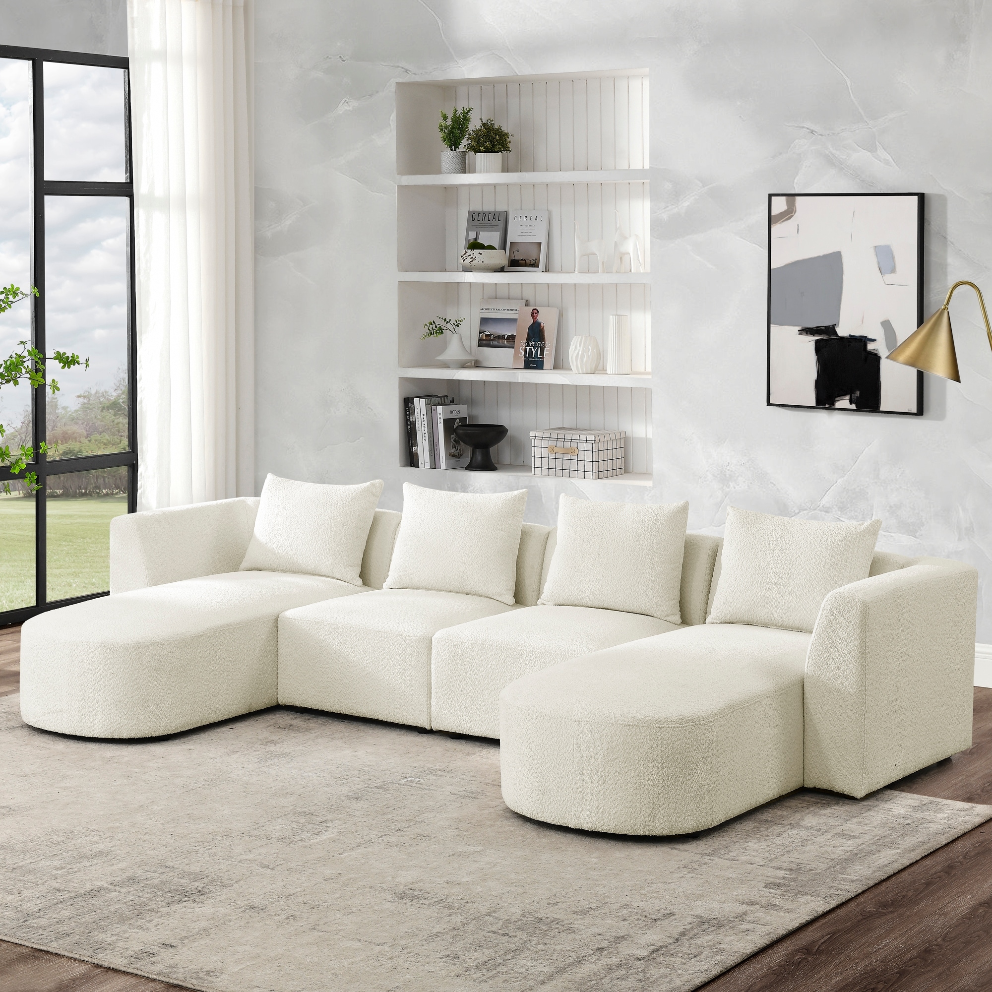 U-shape DIY Combination Modular Sectional Sofa Including 2 Single Seats ...