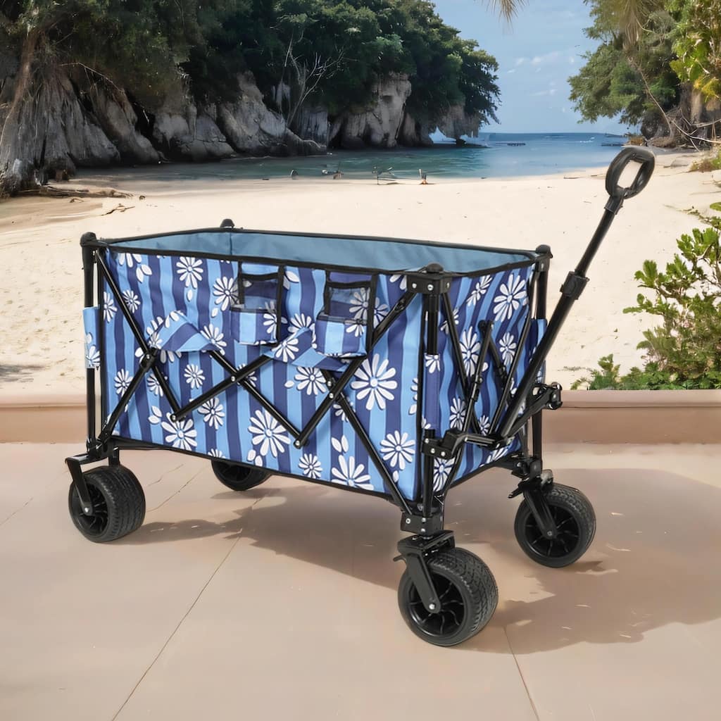 480lb Heavy Duty Wagon w/ Picnic Mat, Brakes & Holders, All-Terrain