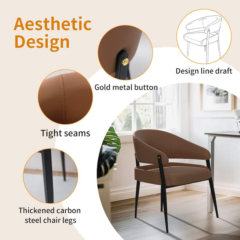 Set of 2 Dining Chairs Accent Upholstered Arm Chair Low Back