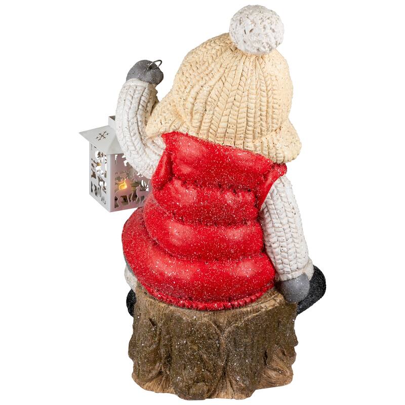 Boy with Puppy and Lighted Lantern Christmas Decoration - 16" - Clear LED light