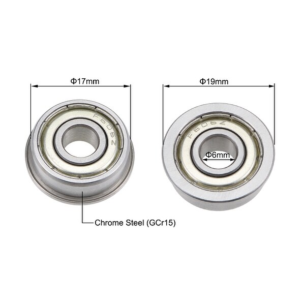 6mm*17mm*6mm 5 x F606zz Metal Double Shielded  Flanged  Ball Bearings