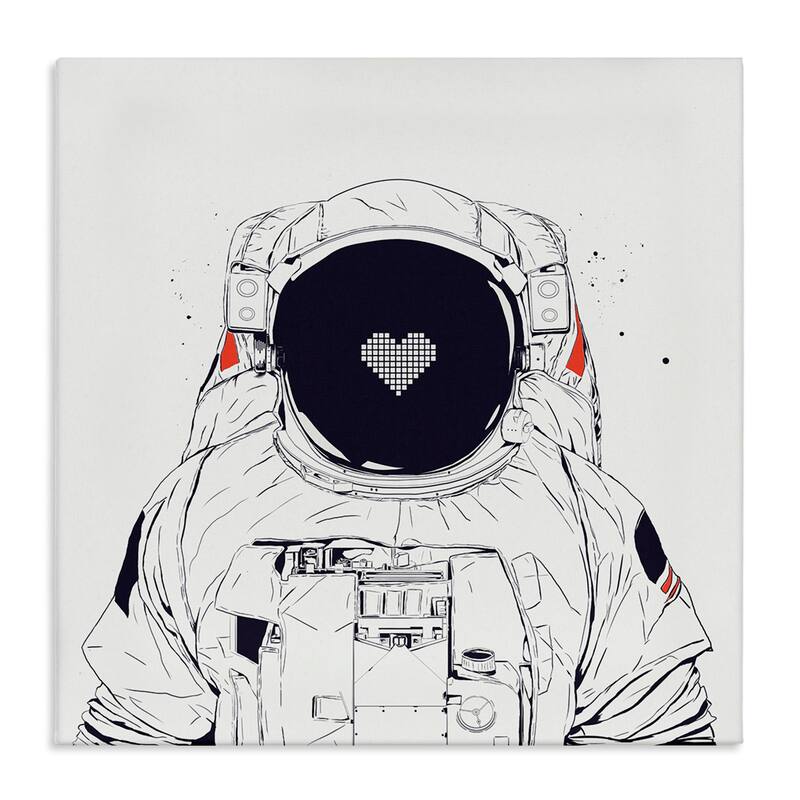 Stupell Minimal Astronaut with Heart Canvas Wall Art Design By Balazs Solti - 30 x 30