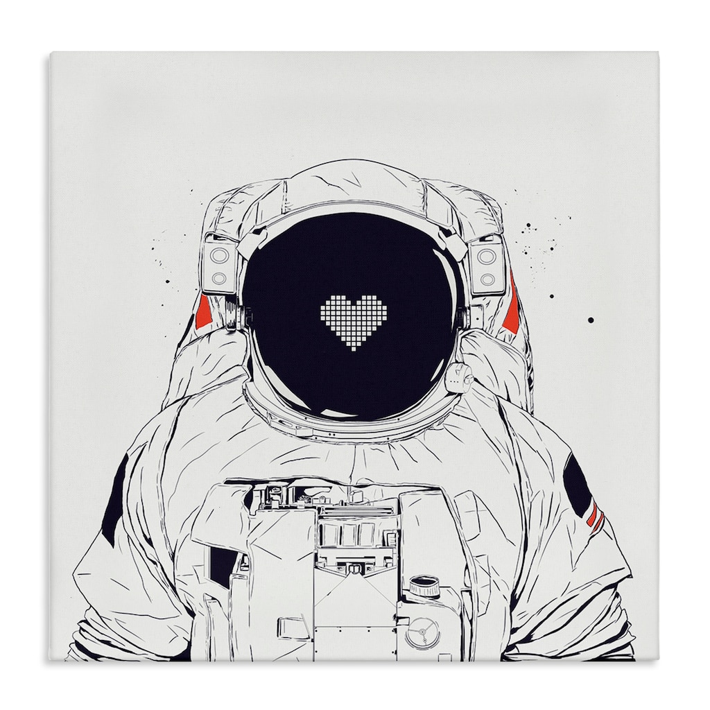 Stupell Minimal Astronaut with Heart Canvas Wall Art Design By Balazs Solti