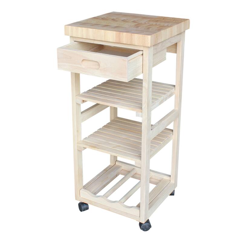 Porch & Den Estelle Unfinished Solid Parawood Kitchen Trolley