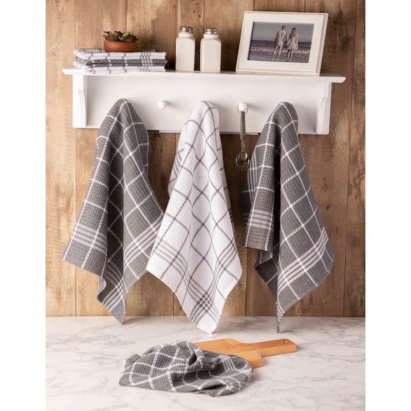 J&M Eggplant Waffle Weave Dishtowel (Set of 6)