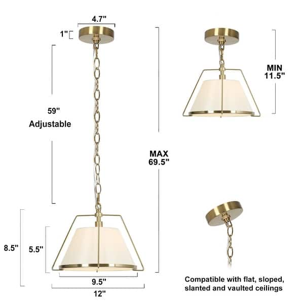 dimension image slide 1 of 2, Modern Glam Brass Gold Drum Chandelier for Kitchen Island/ Dining Room/ Foyer