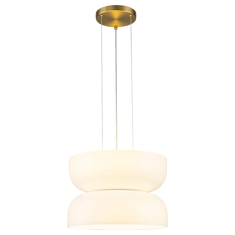 Milky Glass LED Pendant Light with Up & Down Lighting, Dimmable - Dia.12.8-in