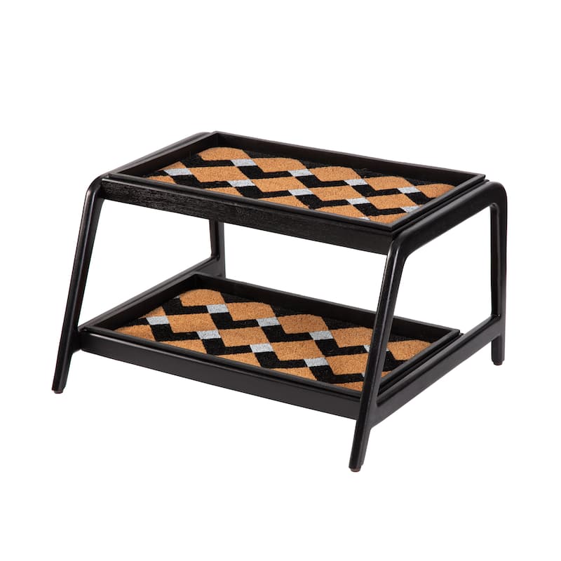 Jani Double-Tier Black Stand 2-Pair Rubber Boot Trays - Mt. Tam