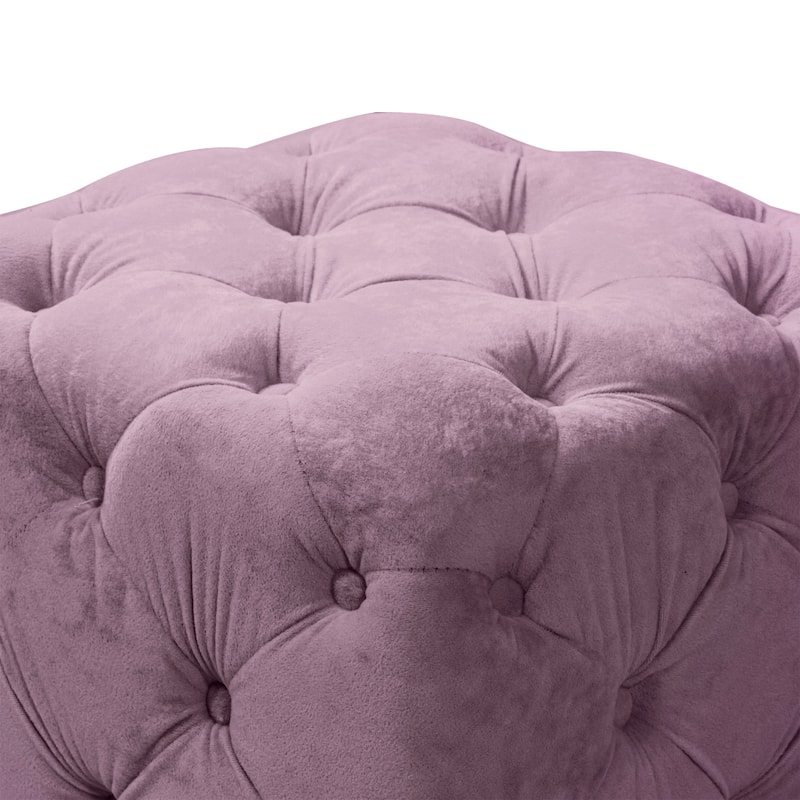Velvet Upholstered Ottoman, Multi-Functional Dice-Shaped Foot Stool, Dressing Makeup Chair with Hidden Storage Compartment