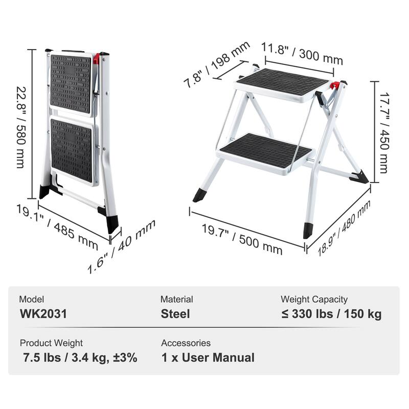 Step Stool Non-Slip Sturdy Step Ladders for Office, RVs, Pets, Bathrooms,Bedrooms