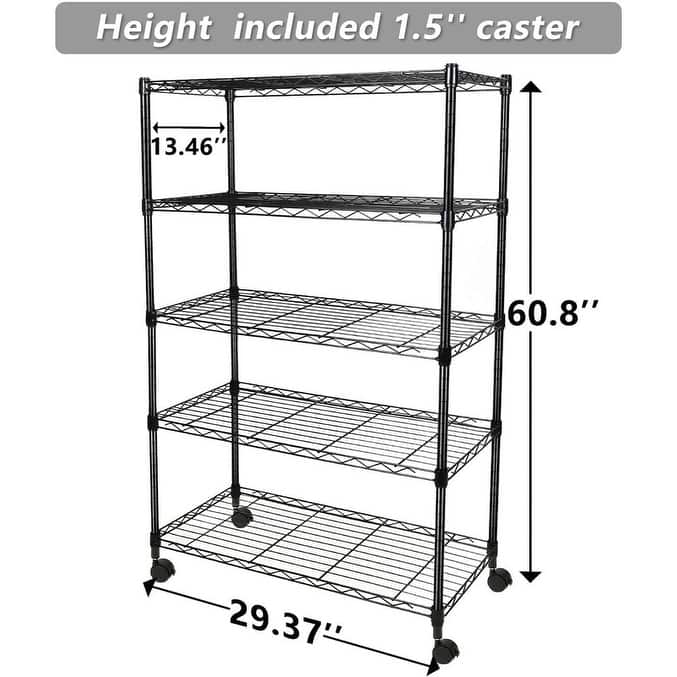 5-Tier Heavy Duty Storage Shelving Unit with Adjustable Feets