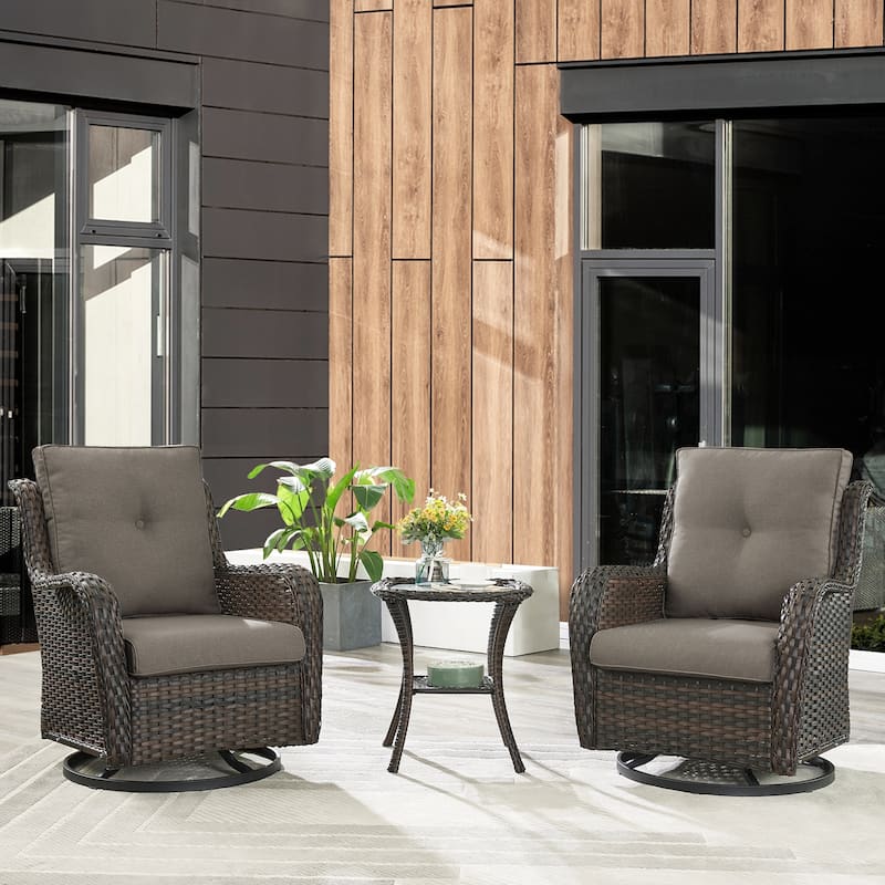 Gymojoy Patio Outdoor Rocking Chair Swivel Lounge Chair - Brown - Grey