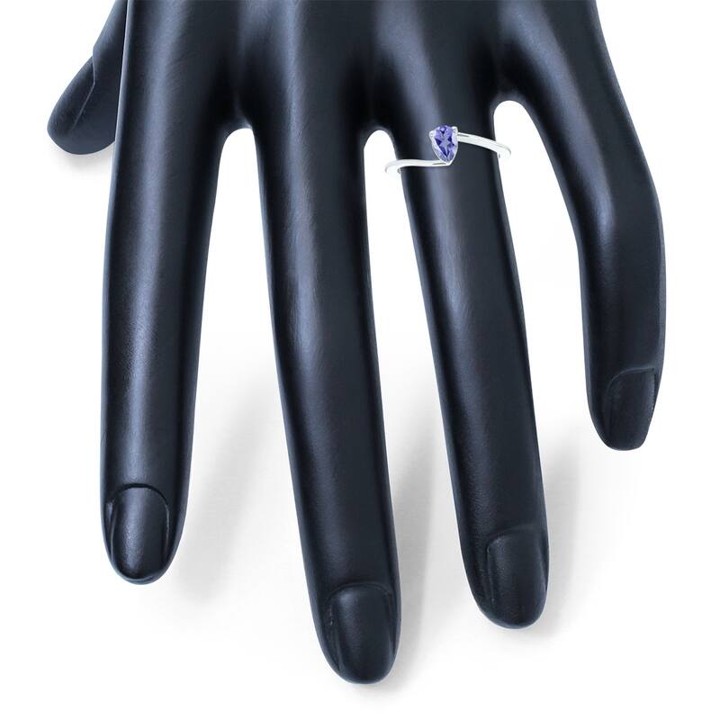 Women's Solitaire Tanzanite Wave Ring in 10K White Gold