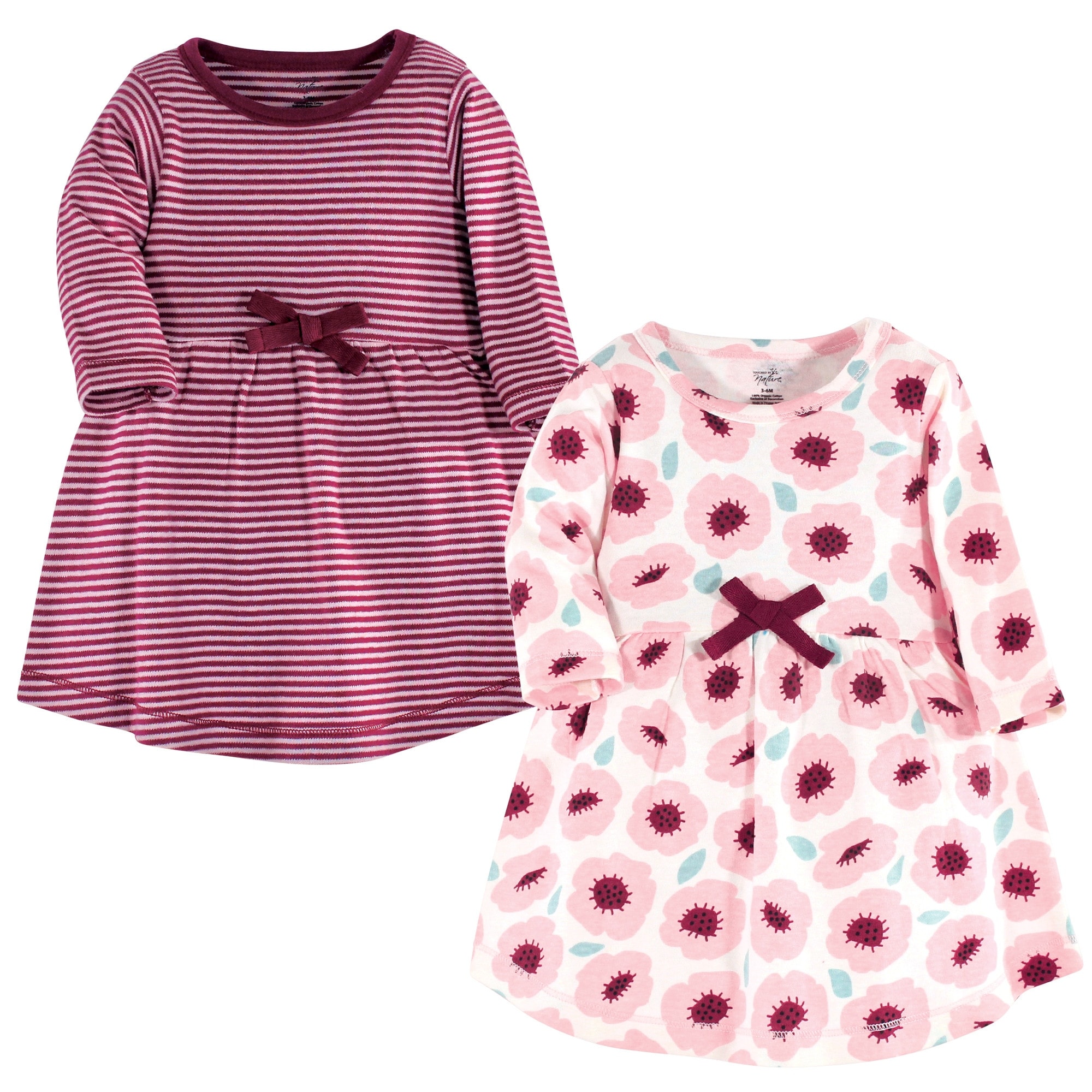 Touched by Nature Baby and Toddler Girl Organic Cotton Long-Sleeve Dresses  2pk, Blush Blossom - Bed Bath & Beyond - 42843519