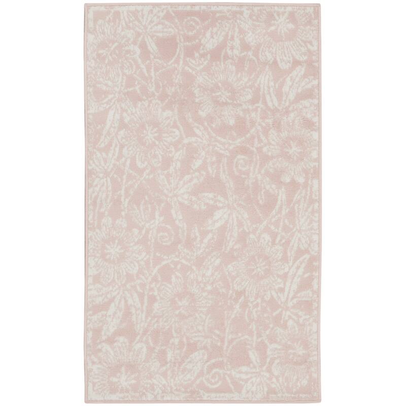 Focuq Power Loomed Distressed Floral Traditional Stain Resistant Area Rug By HomeRoots