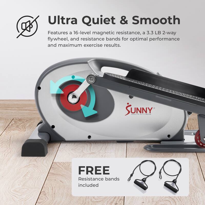 Smart Heavy-Duty Mini Elliptical with Resistance Bands E323054 - Gray - 27 x 18.5 x 10.4 inches
