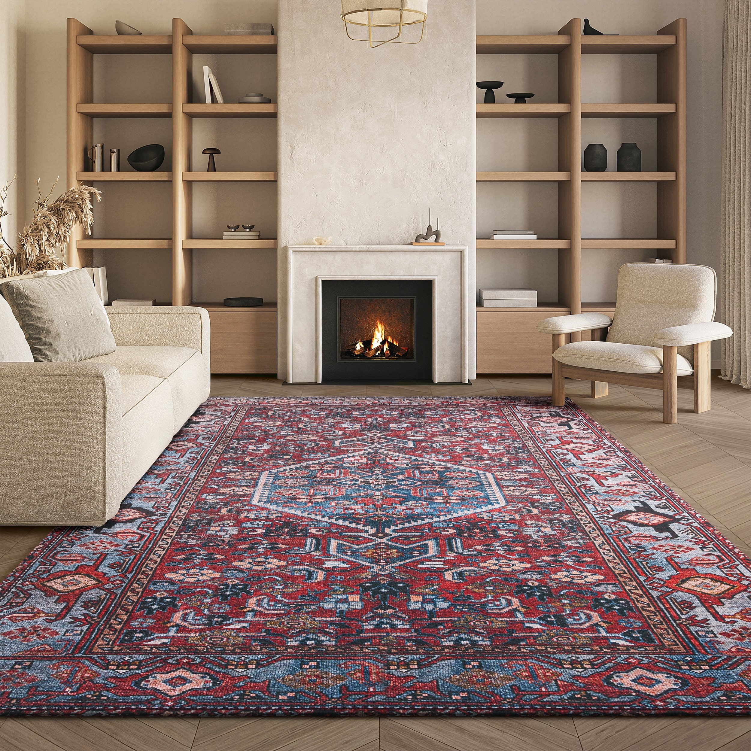 SAFAVIEH Tucson Machine Washable Slip Resistant Tamaki Traditional Rug