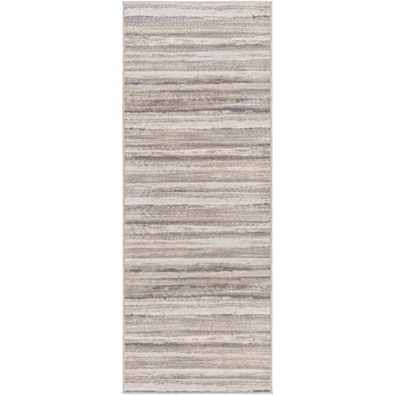 Livabliss Roma Modern Striped Area Rug - Grey/Cream - 2' 7" x 7' 3"