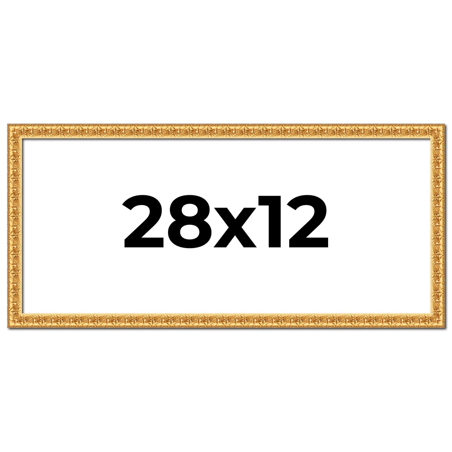 28x12 Frame Gold Real Wood Picture Frame Width 1 inches | Interior