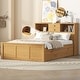 preview thumbnail 1 of 13, Full Size Wooden Platform Bed with Twin Size Trundle, USB Ports, 3-Drawers & Upper Shelves - Stylish Natural Design for Bedroom