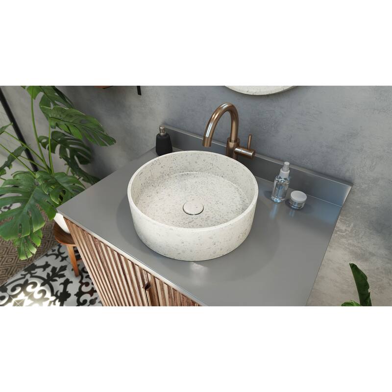 Ambia Round Terrazzo Vessel Sink in White