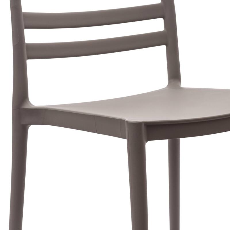 Commercial All-Weather Resin Stack Chair with Slatted Backrest-Set of 4 - 19.75"W x 20.75"D x 31.75"H
