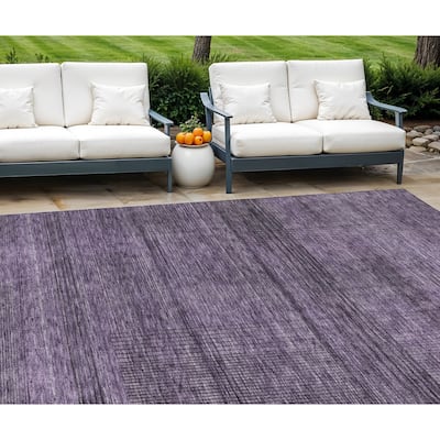 HomeRoots Striped Transitional Rectangle Outdoor Rug