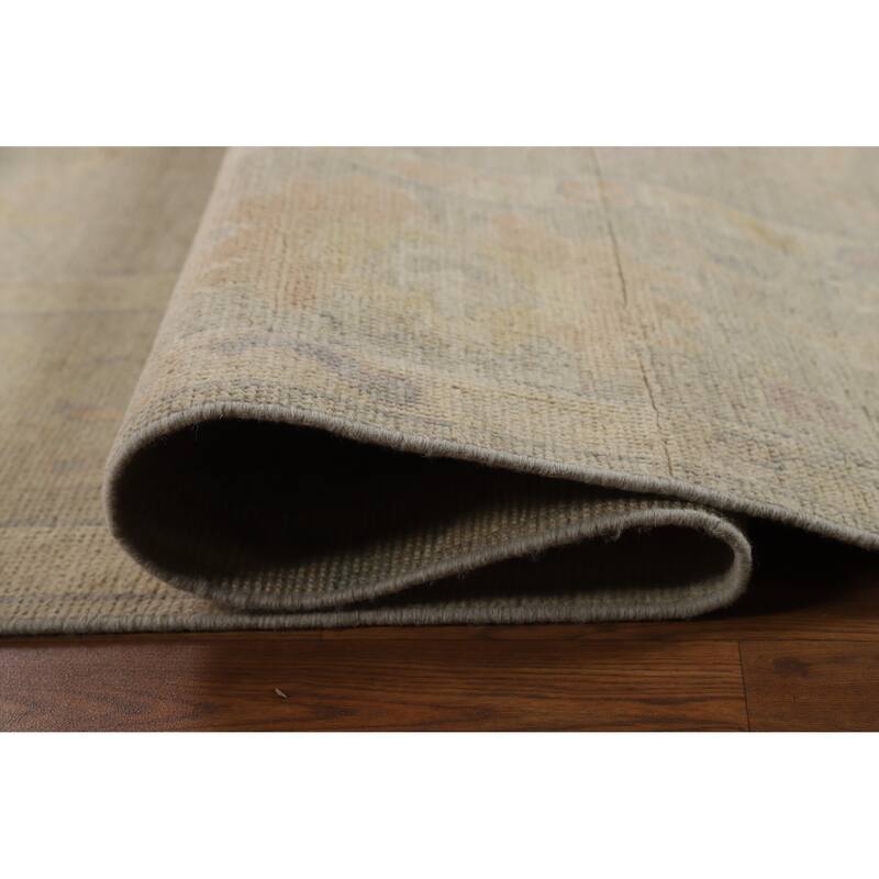 Hand Knotted Oriental 100% Wool Carpet Transitional All-Over Beige & Ivories Oushak Area Rug - 12' 4'' X 9' 0''