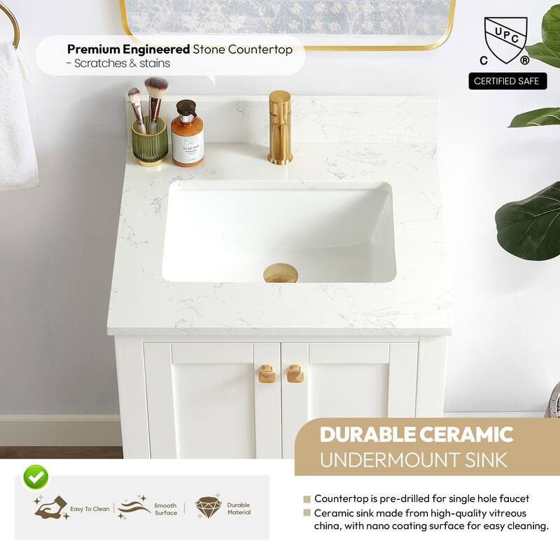 Shannon 24" Single Vanity with Composite Stone Countertop without Mirror