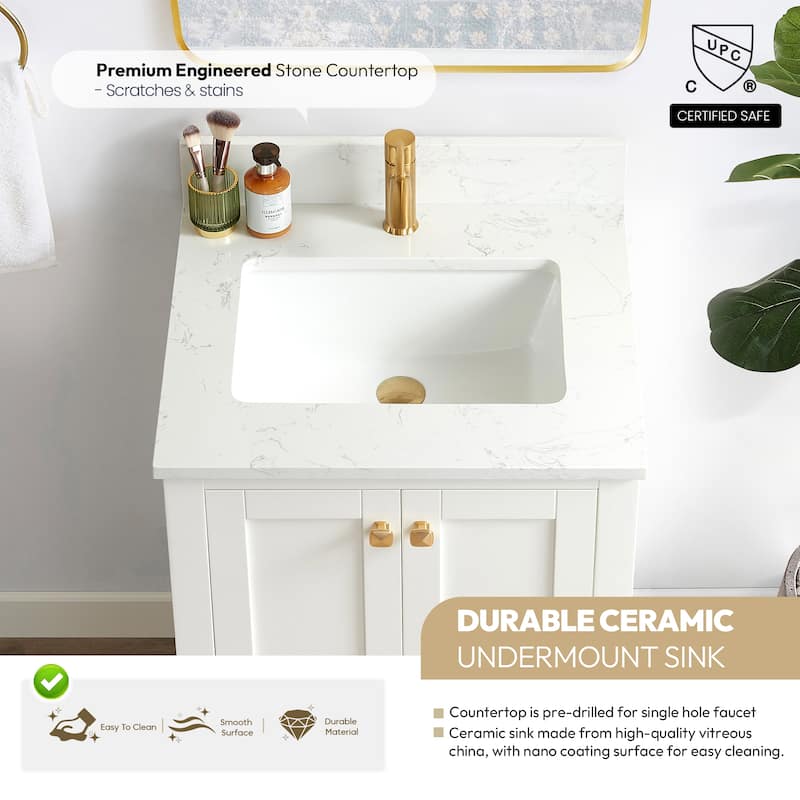 Shannon 24" Single Vanity with Composite Stone Countertop & Mirror
