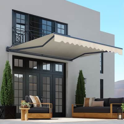ALEKO Moroccan Semi-Cassette Motorized Patio Awning - Ivory Cream - 16 x 10 Feet
