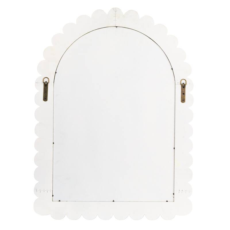 Arched Raised Scallop Pattern Wood Wall Mirror