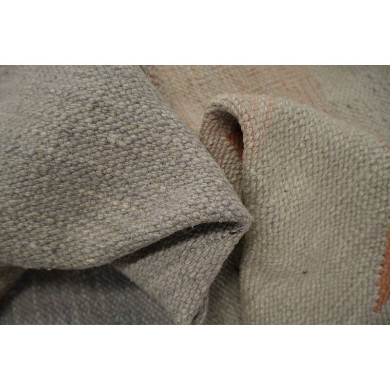 Hand Woven Oriental 100% Wool Carpet Southwestern Modern Greys & Charcoal Kilim Area Rug - 15' 11'' X 12' 3''