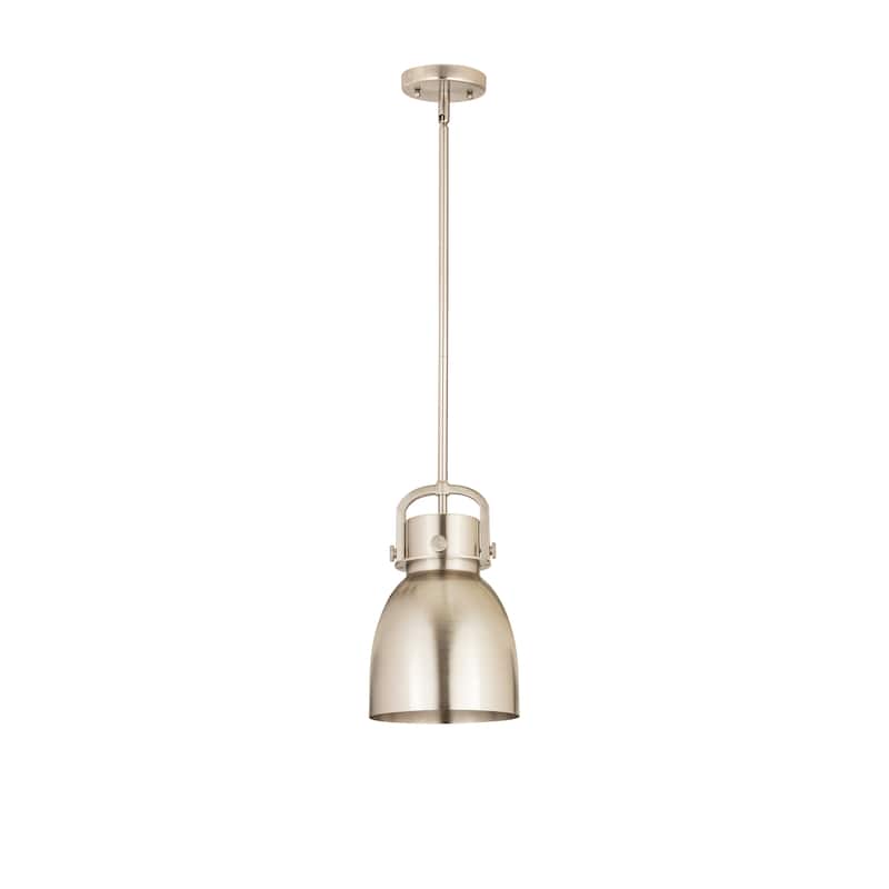 Innovations Lighting Newton Metal Bell - 1 Light 8" Stem Hung Pendant - Satin Nickel