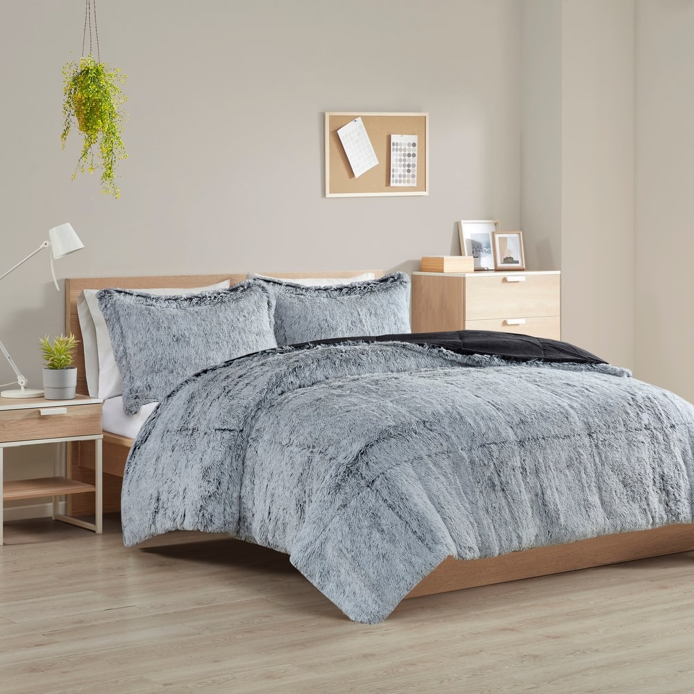 Intelligent Design Leena Shaggy Long Fur Comforter Mini Set