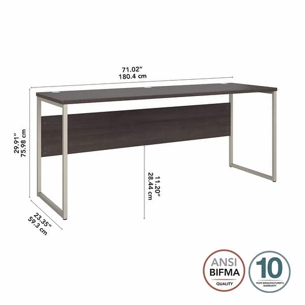dimension image slide 6 of 10, Hybrid 72W x 24D Computer Table Desk by Bush Business Furniture