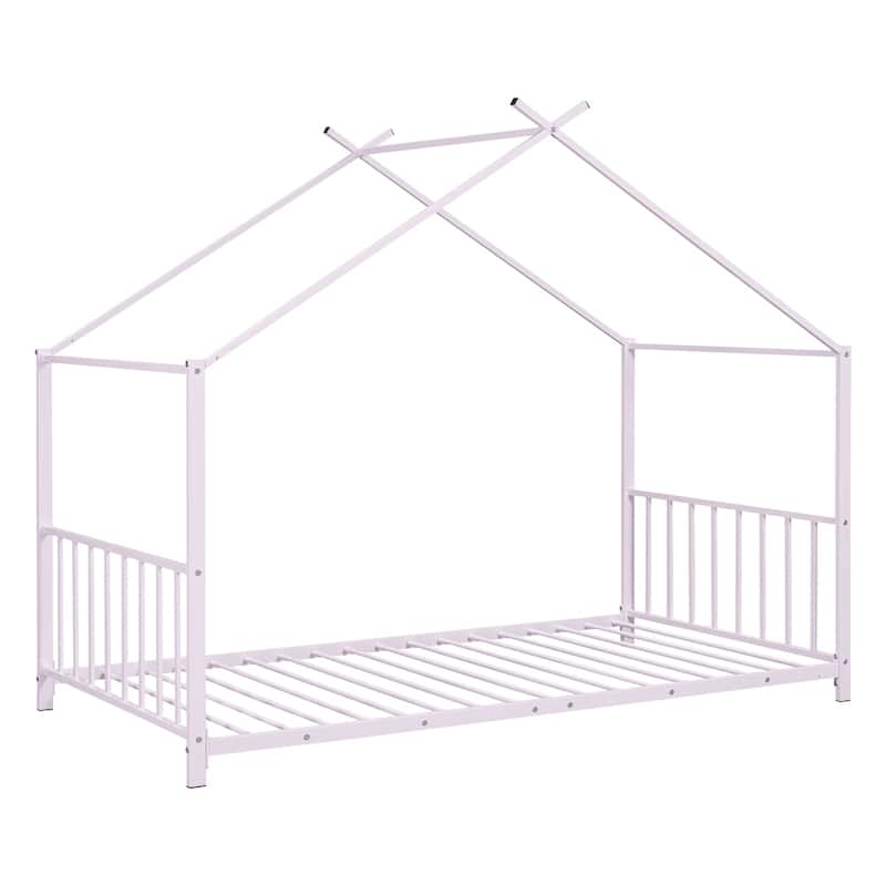 Twin Size Metal House Platform Bed with Legs