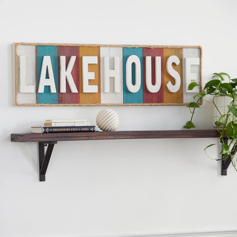 Wooden Sign Lake House Wall Decor - White - Roche River Decor