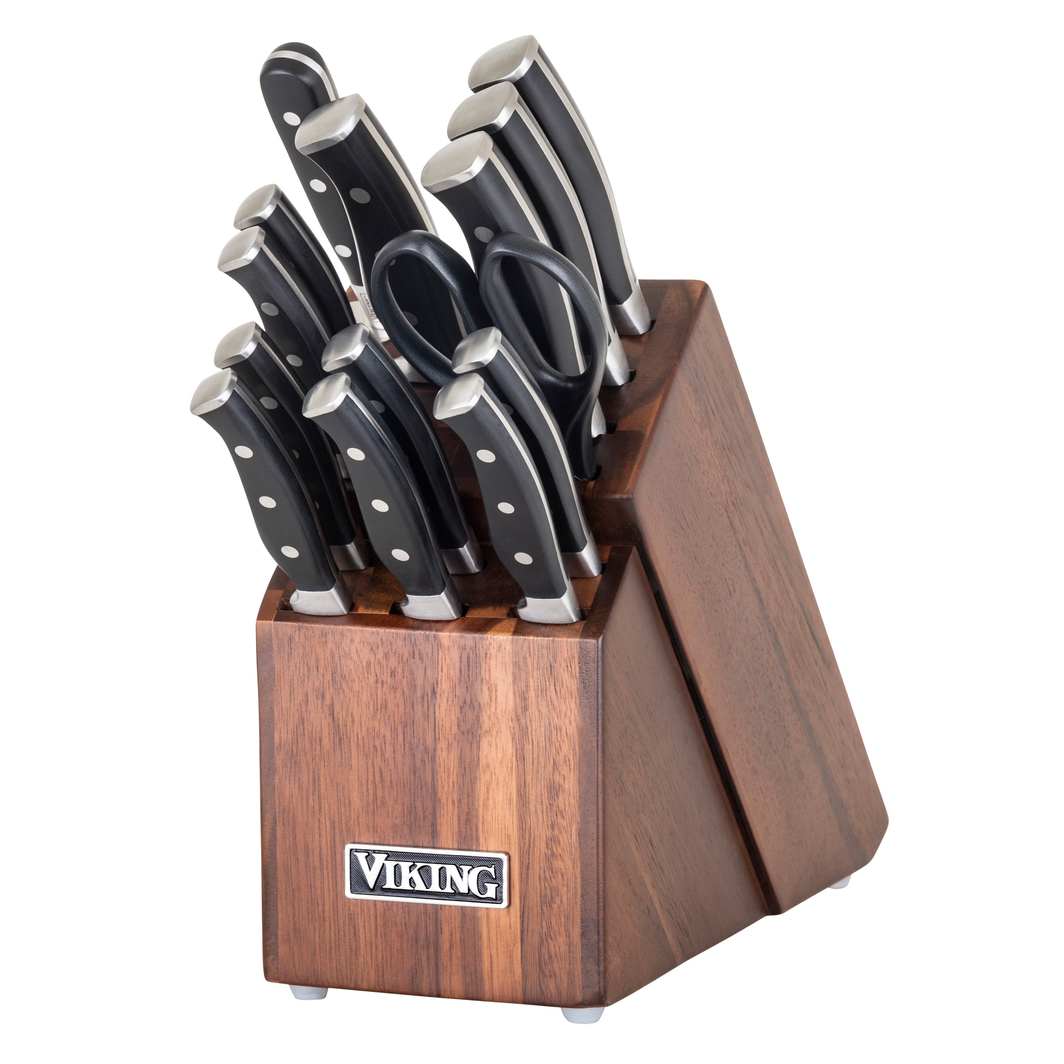 Martha Stewart Stainless Steel 14-Piece Cutlery Set Black Acacia Wood Block