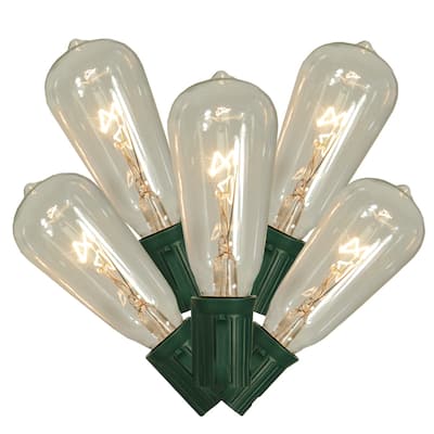 10-Count Clear and Green Transparent ST40 Edison Style Patio Lights 9 ft Green Wire - 9'
