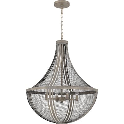 Hallie 4-Light Distressed Grey Wood Pendant Light