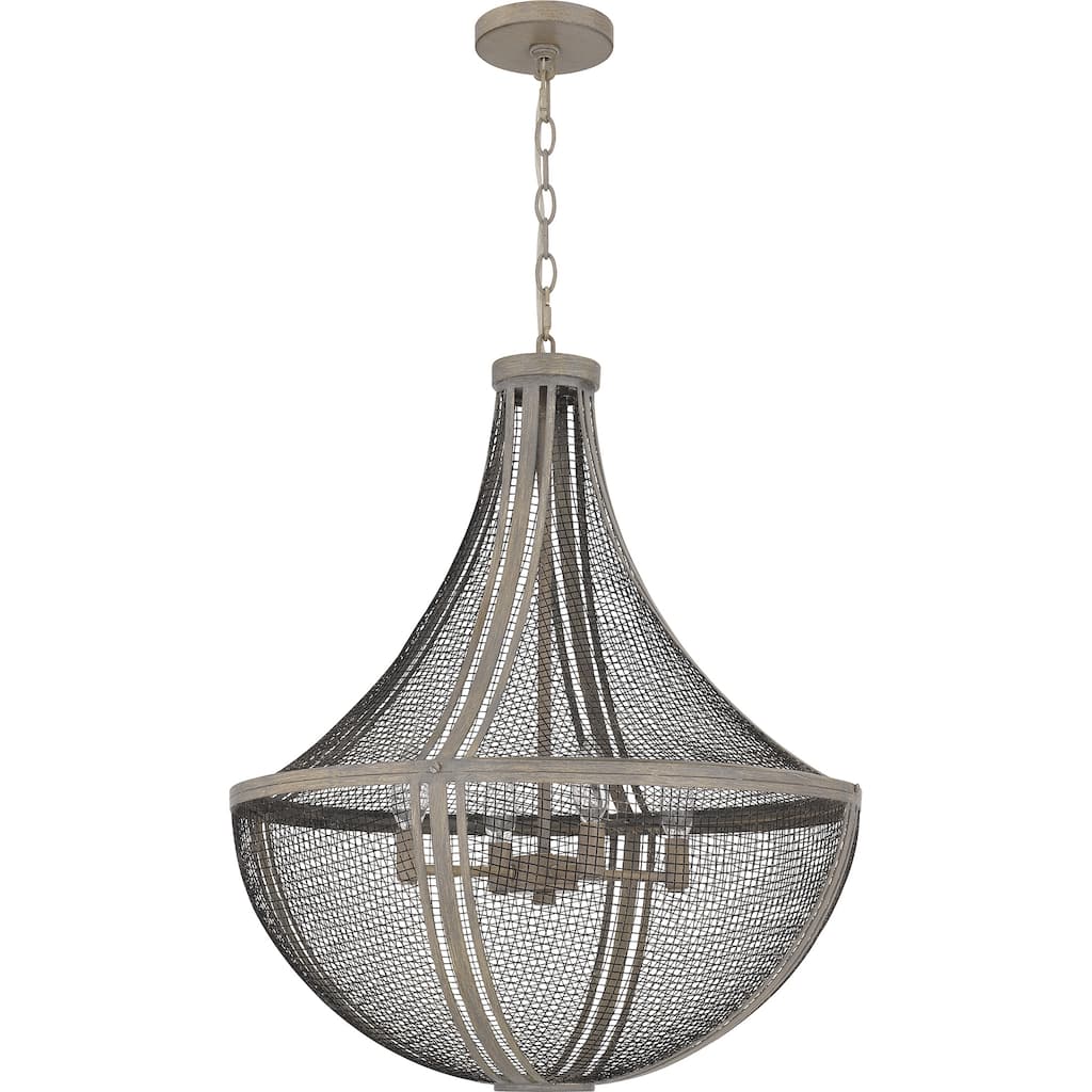 Hallie 4-Light Distressed Grey Wood Pendant Light