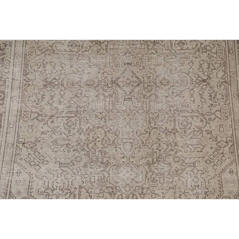 Distressed Tabriz Persian Antique Area Rug Hand-Knotted Wool Carpet - 6'6" x 9'6"