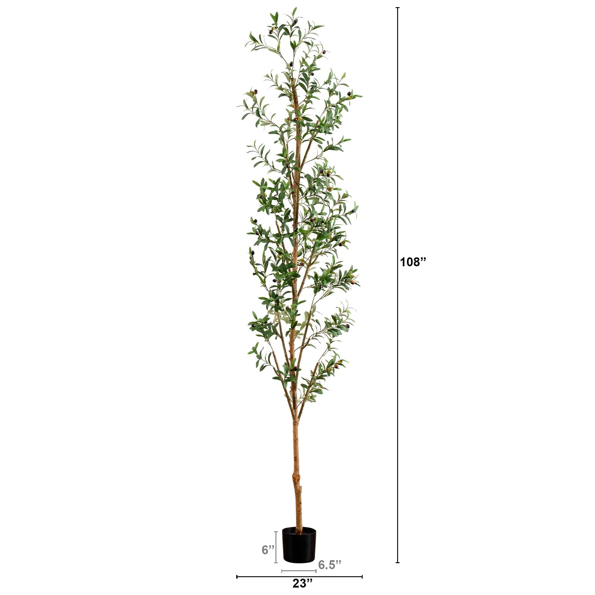9' Artificial Olive Tree with Natural Trunk - Green - On Sale