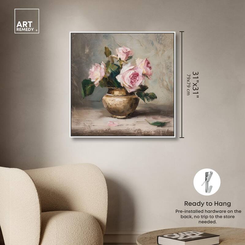 Pink Petals and Brass Canvas by Art Remedy