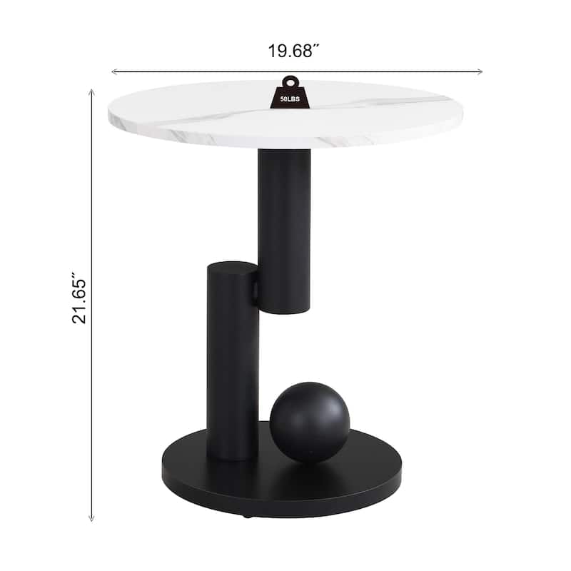Modern Nesting Coffee Table Side Table with Artificial Marble Top and Drawers, for Living Room, 2-Piece Set