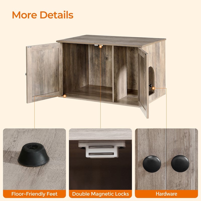 Wooden Hidden Cat Litter Box Enclosure with Removable Divider Perfect for Indoor Pet